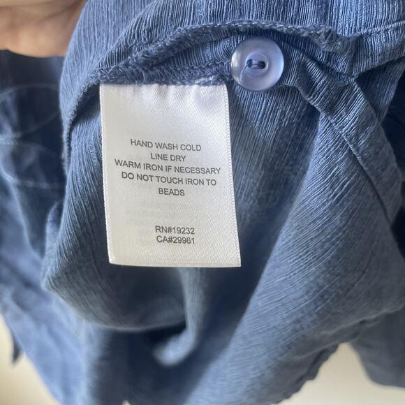 Alfred Dunner Women 100% Silk Shirt Plus‎ Size 20W Floral Office Beaded Blue - Picture 4 of 12